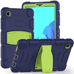 Coque de Protection intégrale pour Samsung Galaxy Tab A7 Lite 8,7" avec béquille - 3 Couches - Résistante aux Chocs - pour Galaxy Tab A7 Lite 2021 - Bleu Marine/Vert