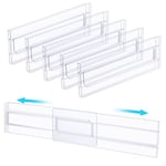 ASelected Lot de 6 séparateurs de tiroir réglables en plastique transparent pour chambre à coucher, vêtements, ustensiles de cuisine, salle de bain et bureau - 8,1 cm de haut - Extensible de 27,4 à