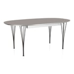 Fritz Hansen - Superellips Utdragbart B620 – 170–270x100 cm Grey Efeso/Black - Matbord - Bruno Mathsson - Grå - Metall/Trä