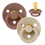 BIBS Rund Colour Napp - 2-Pack - Stl 2 - Naturgummi - Woodchuck/Vanilla