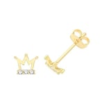 James Moore TH ES1693 9ct Yellow Gold Crown Stud Earrings Jewellery