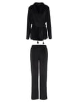 Emporio Armani Women's Emporio Armani Women's + Pants Chenille Jacket and loose fit trousers, Black, XS UK