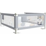 Naizy - Barrière Lit 180 cm pour Bébé, Réglage Hauteur, Lits Enfant, Parentaux, Matelas, Bois Massif, Panda Gris