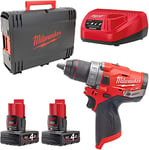 Milwaukee - Perceuse visseuse FUEL 12 V Li-On 4.0 Ah 13 mm 44 Nm - M12 FDD-402X Rouge