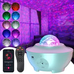 UOUNE Galaxy Projector,Star Projector with Remote Control,Music Bluetooth Speaker,Timer,Ocean Wave Star Sky LED Night Light Lamp for Baby,Kids Bedroom,Stage,Birthdays,Christmas, White