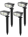 OUSFOT Spot Solaire Exterieur, Lampe Solaire Exterieur 30 LEDs Etanche IP67 Projecteur Solaire Réglable avec Panneau Solaire 180° Eclairage Extérieur Solaire pour Jardin, Cour, Chemin, Allée [4 Pack]