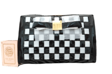 TED BAKER Wash Bag Women Hallor Large Make-Up Black Checker Cosmetic Bags BNWT