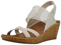 Skechers Women's Beverlee High Tea Sandal,Natural Sparkle Linen Gore Trim,5 UK