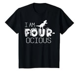 Youth I Am Four Ocious Birthday Kids Dinosaur Matching Party 4th T-Shirt