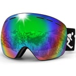 Trusiel Lunette de Ski, Masque Ski Sphériques avec Anti-UV, Anti-Buée, Coupe-Vent, Lunettes de Snowboard OTG Ajustables pour Ski Snowboard Autres Sports Hiver (Coloré (VLT 19%))