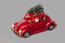 Julpynt - Jultomte i VW-bubbla med gran - LED