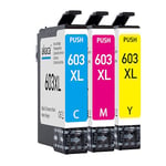 akaca 603XL Cartouches d'encre Compatibles avec Epson 603 603XL (1x Cyan Magenta Jaune), pour Expression Home XP-2100 XP-3100 XP-4100 XP-4150, Workforce WF-2830 WF-2835 WF-2840