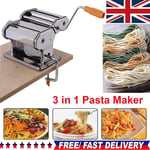 Heavy Duty 3 In 1 Manual Adjustable Pasta Maker Machine Roller Stainless Steel