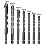 7Pcs Black 4-Edge Cross Drill Bit Set Hole Opener Concrete Drill Bit Set