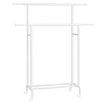 SONGMICS Porte-Manteau à Roulettes, Portant à Vêtements Double Barre, Porte-vêtements Extensible, Structure en Métal Robuste, Capacité Totale 80 kg, 83-120 cm de Large, Blanc Nuage HSR133W01