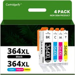 364Xl Cartouche D'Encre Compatible Avec Hp 364 364 Xl Multipack (Noir Cyan Magenta Jaune), Pour Hp Deskjet 3070A 3520 3522 3524, Officejet 4620 4622, Photosmart 5520 5510 5524 6520[DYJ070524]