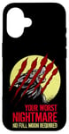 iPhone 16 Bloody Scratches Nightmare Full Moon Howling Wolf Werewolf Case