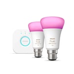 Philips Hue White and colour ambience Starter kit: 2 B22 smart bulbs (1100)