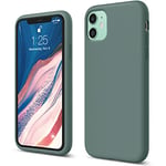 elago Coque Silicone Liquide Compatible avec iPhone 11 (6,1") Case en Silicone Premium, Doublure en Microfibre Douce, Lèvre Surélevée pour Écran & Caméra, Protection Complète (Vert Nuit)