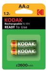 Kodak rechargeable Ni-MH AA battery 2600mAh (2 pack)