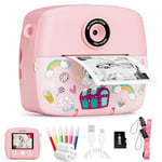 ASTGMI Kids Camera Instant Print, 1080P HD Kids Digital Camera for Girls,Instant Camera for Kids with Color Pens, 3 Rolls Print Paper, Girls Birthday Gifts Toys for 3 4 5 6 7 8 9+ Year Old (Pink)