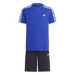 adidas Set Train-essentials 3-stripes - Lucid Blue/vit Barn, storlek 164 cm