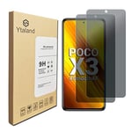 [2 Pack] Ytaland Privacy Screen Protector for Xiaomi Poco X3 Pro/Poco X3 NFC/POCO F3 5G, Anti Spy Anti Peep Bubble-Free Tempered Glass