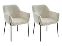 Lot de 2 chaises avec accoudoirs en tissu bouclette et métal noir - Crème - AKETI de Pascal Morabito