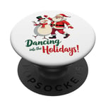 Dancing into the Holidays Père Noël Bonhomme de neige Cadeau Homme Femme PopSockets PopGrip Adhésif