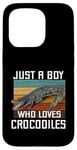 Coque pour iPhone 15 Pro T-shirt mignon Just A Boy Who Loves Alligator Crocodiles