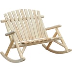 Fauteuil de jardin Adirondack à bascule 2 places rocking chair style néo-rétro assise dossier ergonomique bois naturel de pin