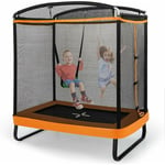 Goplus - Trampoline Exterieur Enfant 3 Ans+ avec Balançoire,avec Filet de Sécurité,Housse à Ressorts,Cadre en Métal Galvanisé,Orange