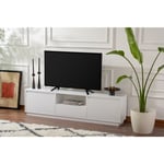 Meuble TV Blanc Naturel Élégant 160x42x29.5 cm - Design Moderne avec Grande Capacité de Rangement