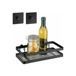 Wenko - tagère murale cuisine Gala, Etagère murale cuisine fixation sans perçage avec adaptateur Turbo-Loc® inclus, acier, 24,8x12x5,5 cm, noir mat