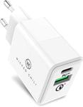 20w Chargeur Usb Double Avec Qc3.0 Et Usb C Pd - Chargeur Rapide Compatible Avec Iphone 14, 13, 12 (Pro, Max, Plus, Mini), Magsafe Charger, 20w Pd & Qc 3.0 Dual Port Charging Adapt[Cdq092482]