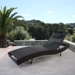 Chaise Longue Savannah, Polyrotin, Bain De SoleilMarron Chiné, Enveloppe Noir