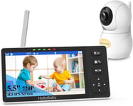 HelloBaby Baby Monitor 5.5 Inch Split Screen 1080P Full HD Camera, Video Baby