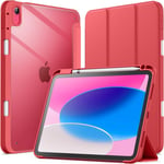 Coque Pour Ipad 10 (10,9 Pouces, Modèle 2022, 10ème Génération) Avec Porte-Stylet, Étui Housse Arrière Transparent Fin Support Antichoc Tablette (Pastèque)