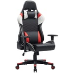 Fauteuil de bureau gaming en simili cuir noir blanc et rouge kira