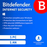 Bitdefender Internet Security 2024 - 1 PC - Renouvellement 1 an