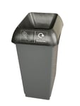 Plastic 50 L Recycling Grey Bin Black Lid Waste Rubbish Dustbin Kitchen Home