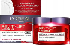 L’Oreal Paris L'oreal Paris, Revitalift Laser X3, Glycolic Acid, Anti-Ageing, Peel-Off Pads, 30 Pcs For Women