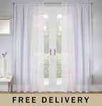 Voile Panels (Pair) Net Curtain Sparkle Pattern Rod Pocket - White 54x90"