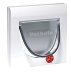 PetSafe Chatière Classique Staywell 4 options de fermeture manuelle, avec tunnel, - fermeture magnétique, assemblage facile, pour chat jusqu’à 7kg, résistant, blanc