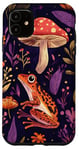 Coque pour iPhone 11 Violet Bohème Ethnique Grenouille et Champignon Vintage Motif