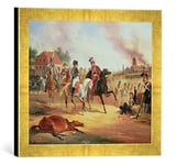 'Image encadrée de Janvier suchodolski "Napoleon and Prince Joseph Poniatowski at the Battle of Leipzig, 19th October 1813 IMPRESSION d'ART dans le cadre de haute qualité Photos fait main, 40 x 30 cm, Doré, 1837, Raya