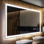 Moderne Miroir avec led Illumination Salle de Bain 120x70 cm sur Mesure led Lumineux Miroir avec Éclairage intégré Interrupteur Tactile + Station