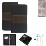 Wallet Case + headphones for Motorola Edge 50 Pro Protective Cover Brown