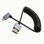 Câble Spiralé Micro Hdmi Vers Hdmi À Angle Droit 4K 8K Pour Sony A6400 A7R Canon R5 R7 Gh4 S5 Z50 Caméra Atomos Ninja V Portkeys Moniteur Type A D Hdmi 2.1[VID061578]