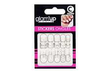 Glam'Up Paris - Stickers pour Nail Art - Autocollants Nail Art pour Décoration Ongles - Nail Art Design Manucure - Facile à Utiliser - N°30-230 - Dentelle Blanche et Strass